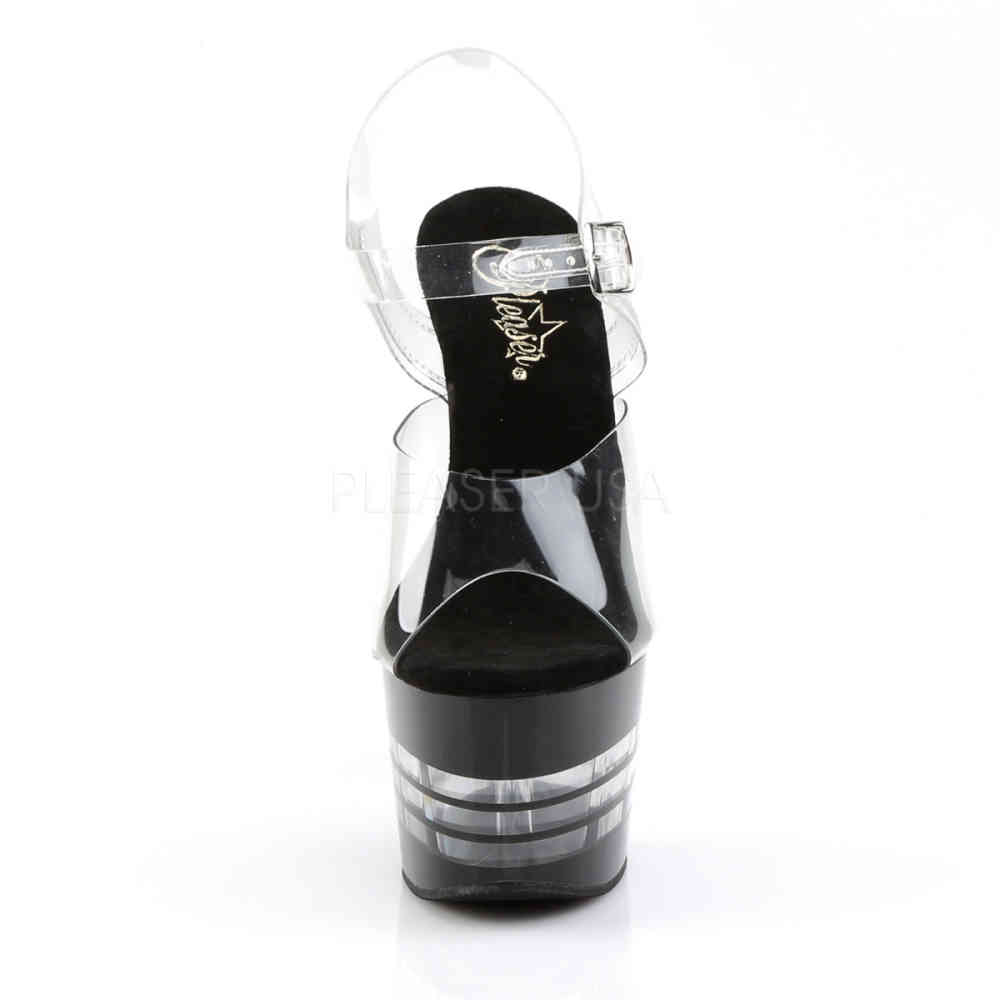 Pleaser - ADORE708LN KnöchelriemenSandale, Poledance Schuhe - Pole dance schuhe - Schwarz/Transparent